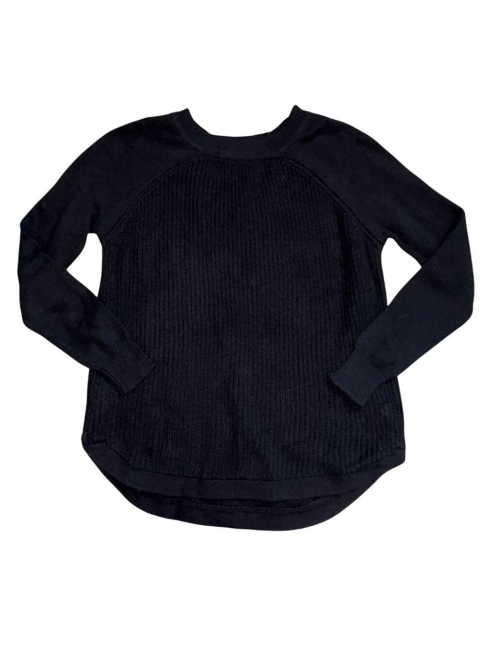 RD Style Round Neck Ribbed Knit Sweater-Black-Size Large-GUC